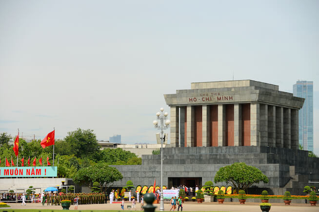 Memorial to President Ho Chi Minh at his Mausoleum in Ba Dinh Square