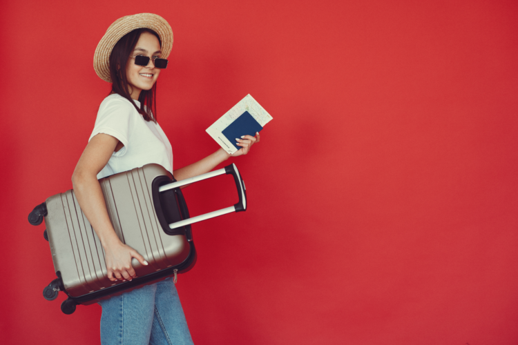 A woman with luggage