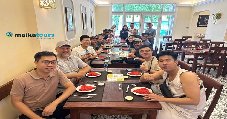 tourists enjoying local dishes