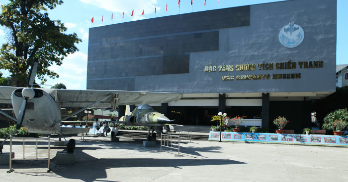 in front of a war museum 