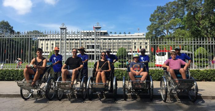 a group of tourists on a cyclo tour