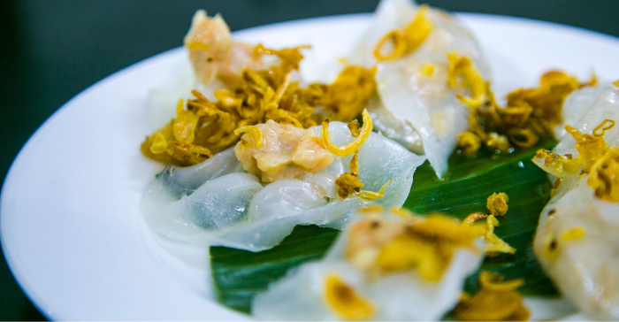 a dish of white rose dumplings 