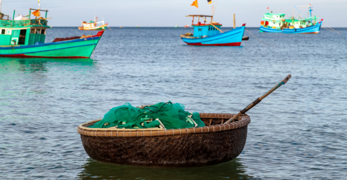 a bamboo basket boat