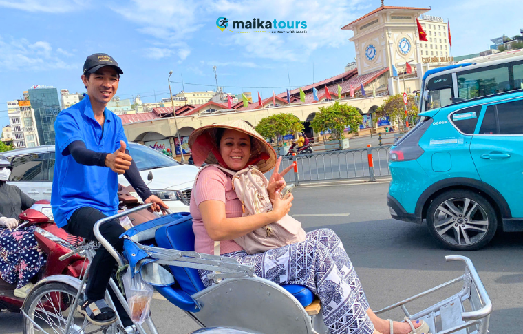 a woman enjoying a cyclo ride