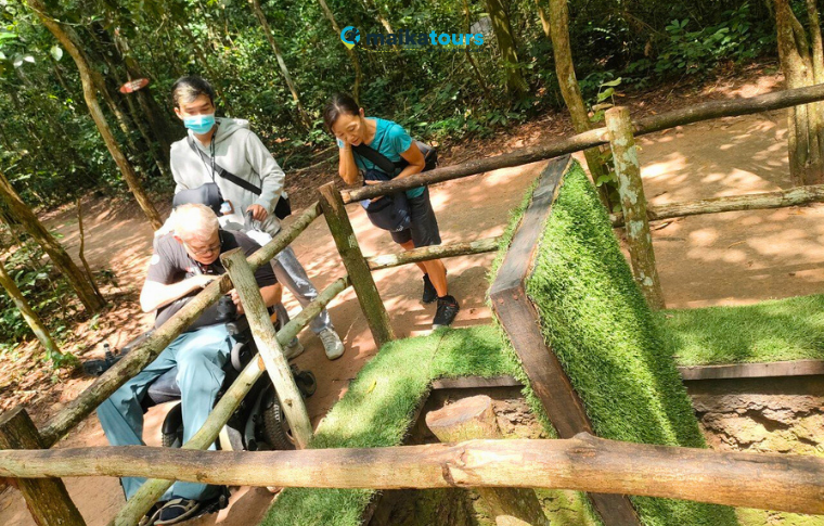 a traveller with wheelchair at Cu Chi Tunnels